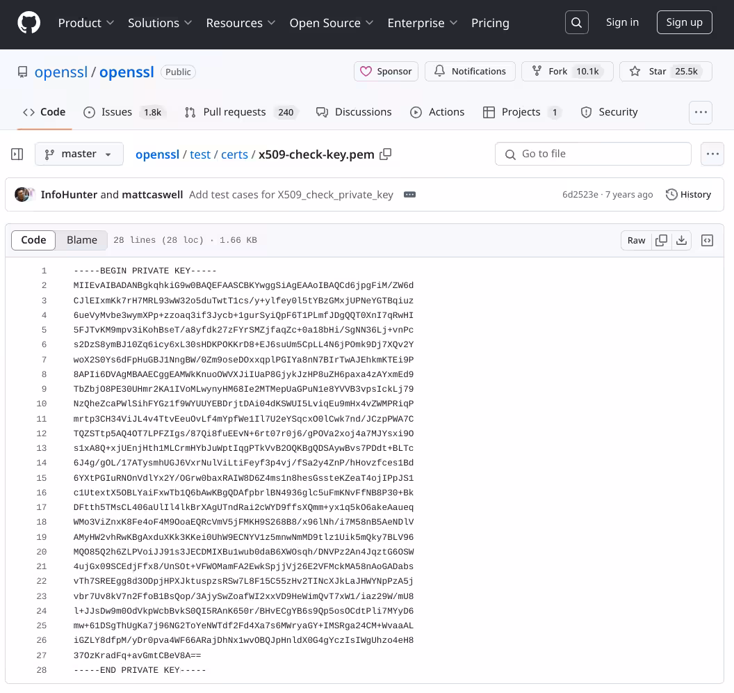 Private key on GitHub