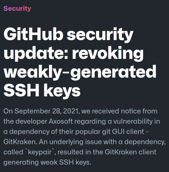 GitHub security update: revoking weakly-generated SSH keys