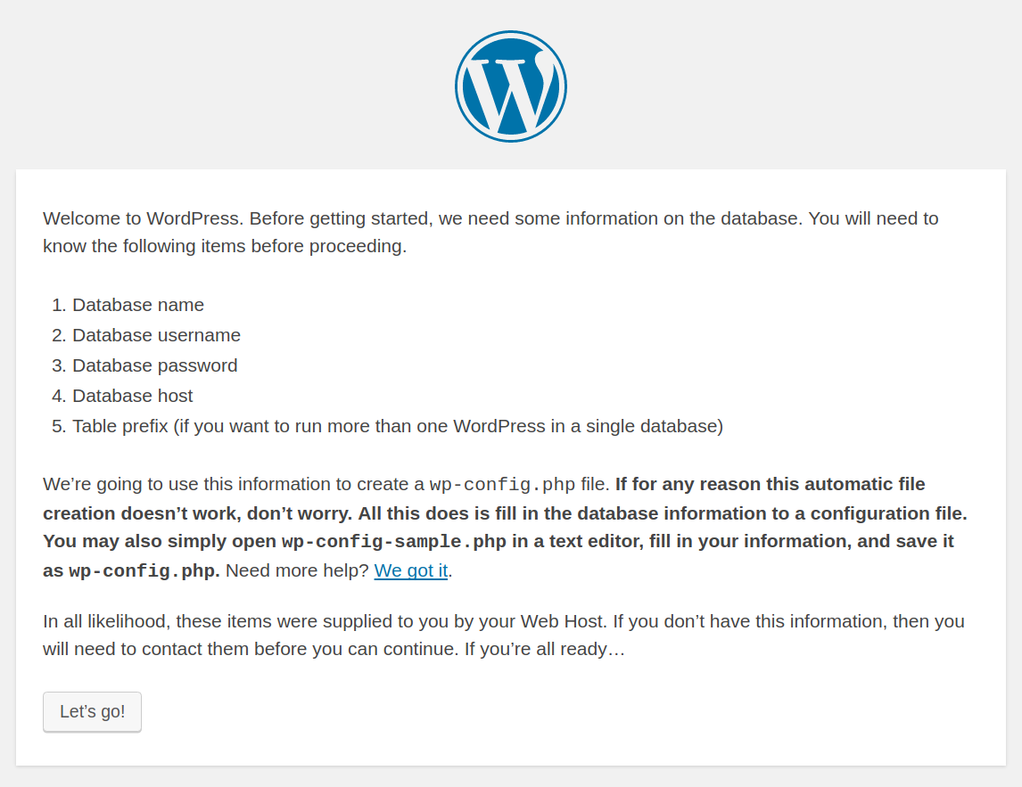 Wordpress Installation